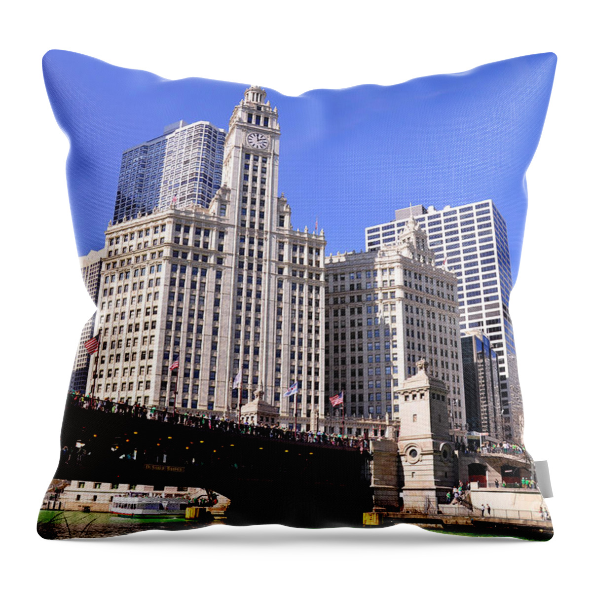 Wrigley Tower Chicago Throw Pillow featuring the photograph Chicago Wrigley Building by Dejan Jovanovic