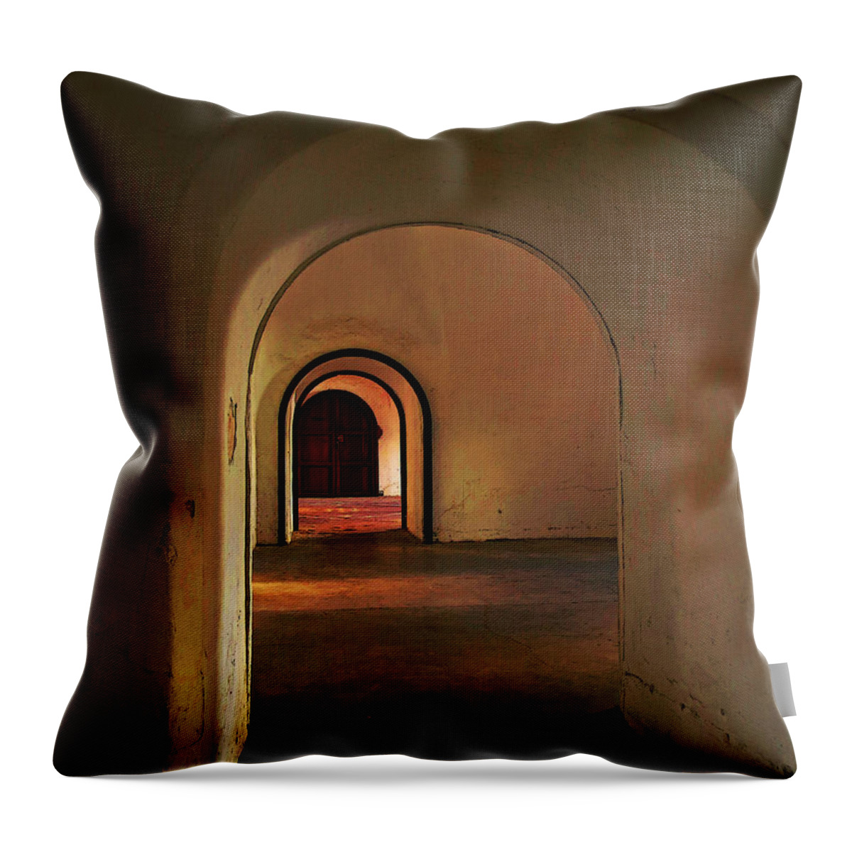 Photo Throw Pillow featuring the photograph Cristobal Corridor by Deborah Smith