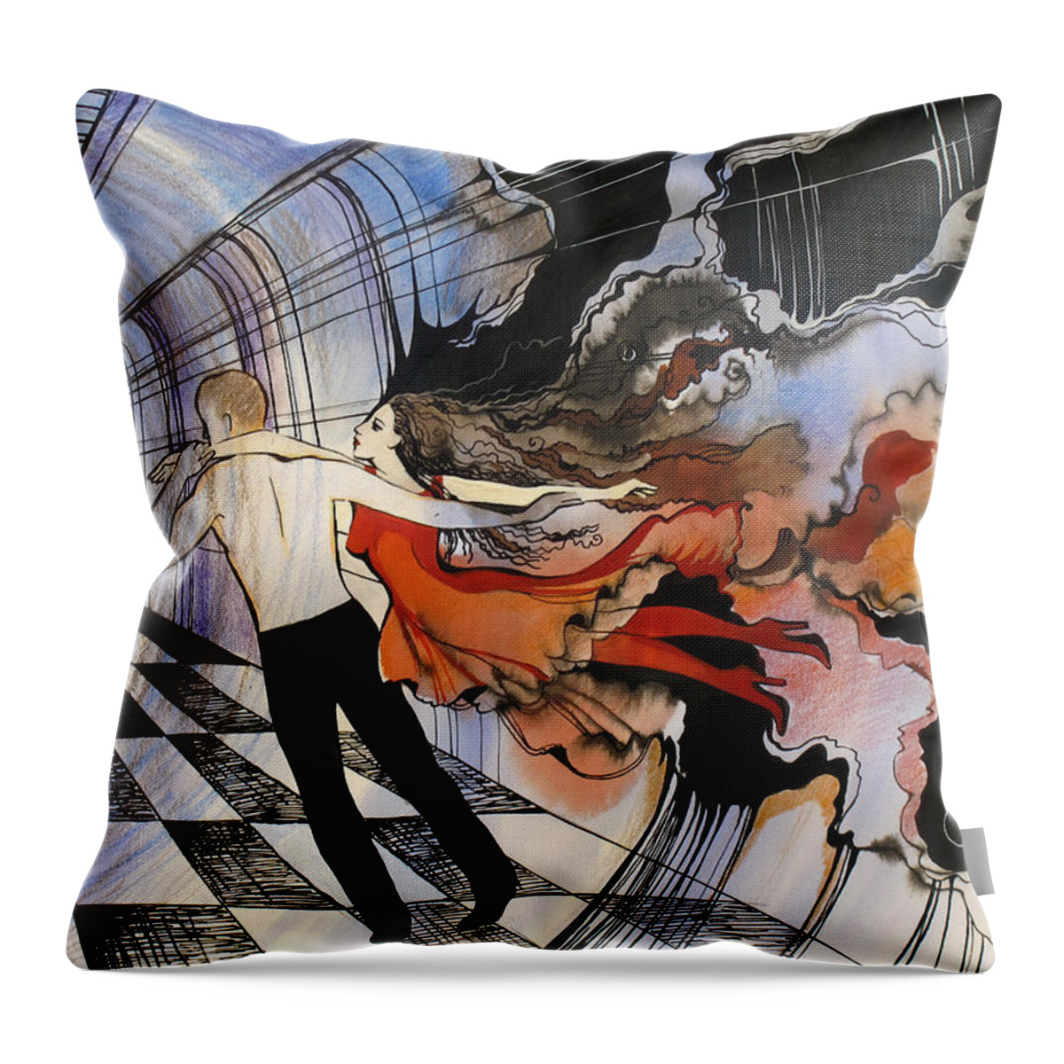 Dance Throw Pillow featuring the painting Dance to the end of time by Valentina Plishchina