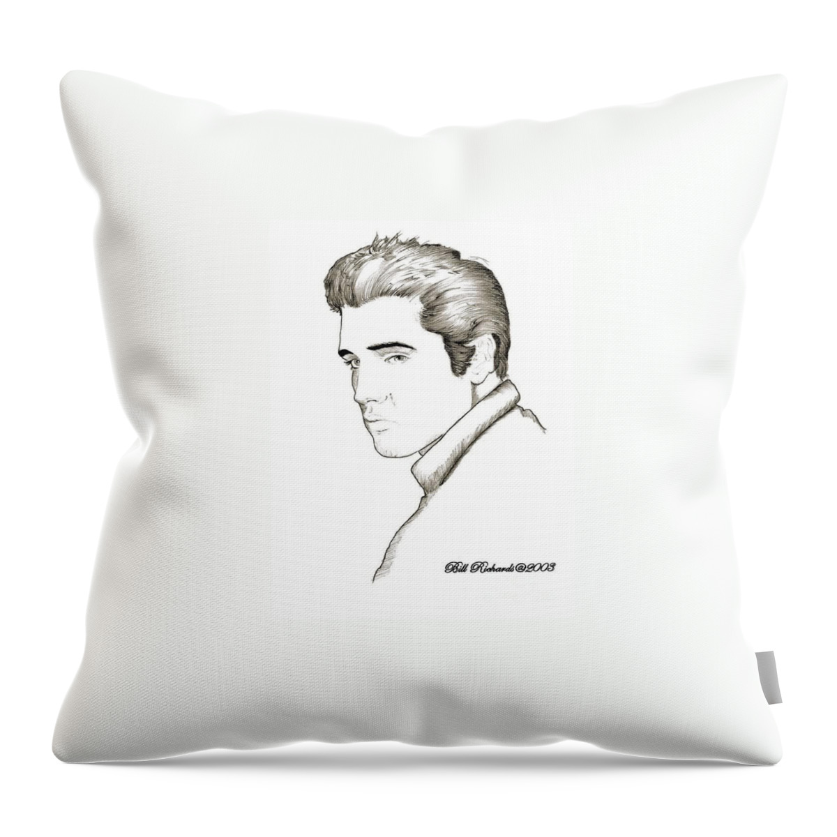 Pen Throw Pillow featuring the drawing Elvis by Bill Richards