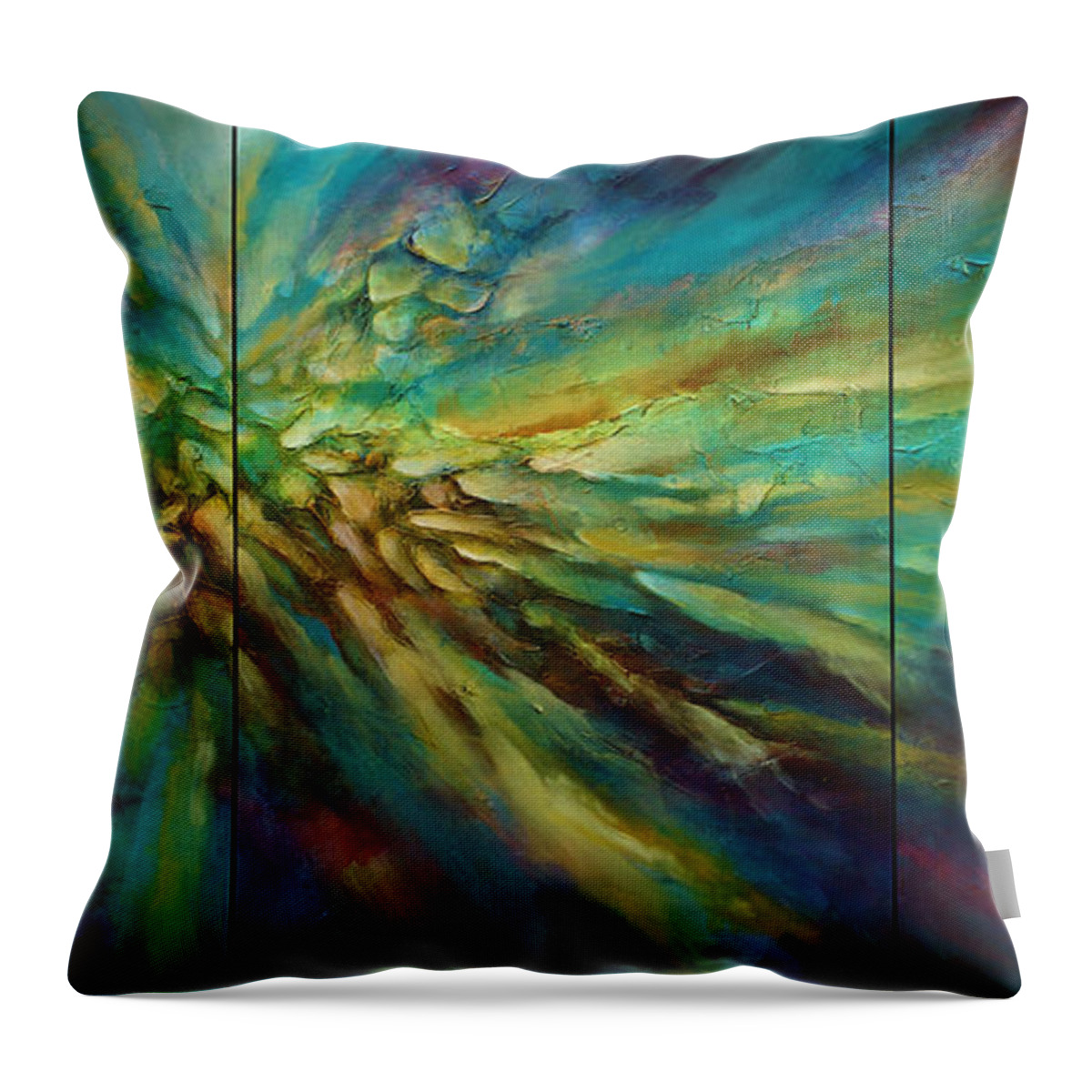 Abstract Throw Pillow featuring the painting 'Evolution of Light' by Michael Lang