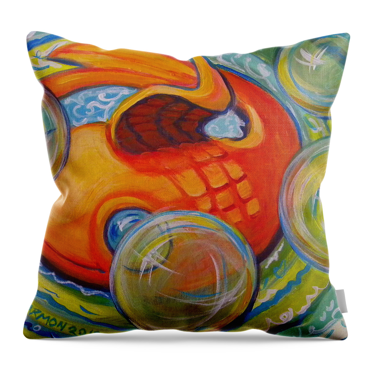 Fish Throw Pillow featuring the painting Fish Fun by Jeanette Jarmon