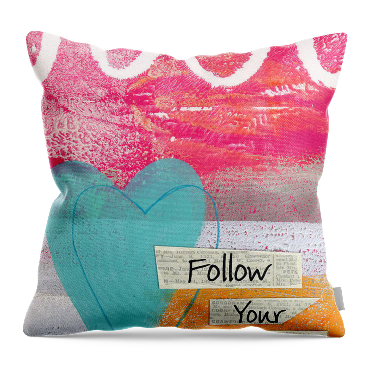 Abstract Throw Pillow featuring the mixed media Follow Your Bliss by Linda Woods