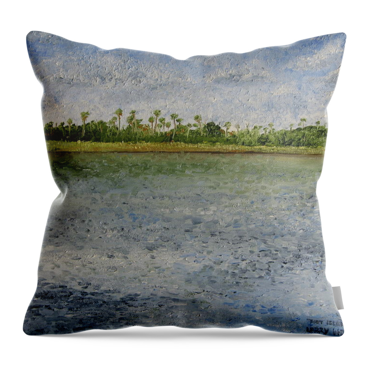 Landscape Throw Pillow featuring the painting Fort Island Trail Park by Larry Whitler