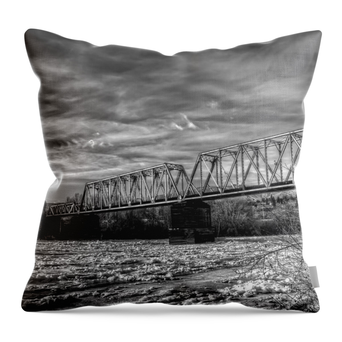 Hdr Throw Pillow featuring the photograph Frozen Tracks by Brad Granger