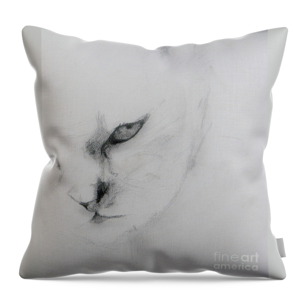Cat Throw Pillow featuring the drawing Ghost Cat by Rory Siegel
