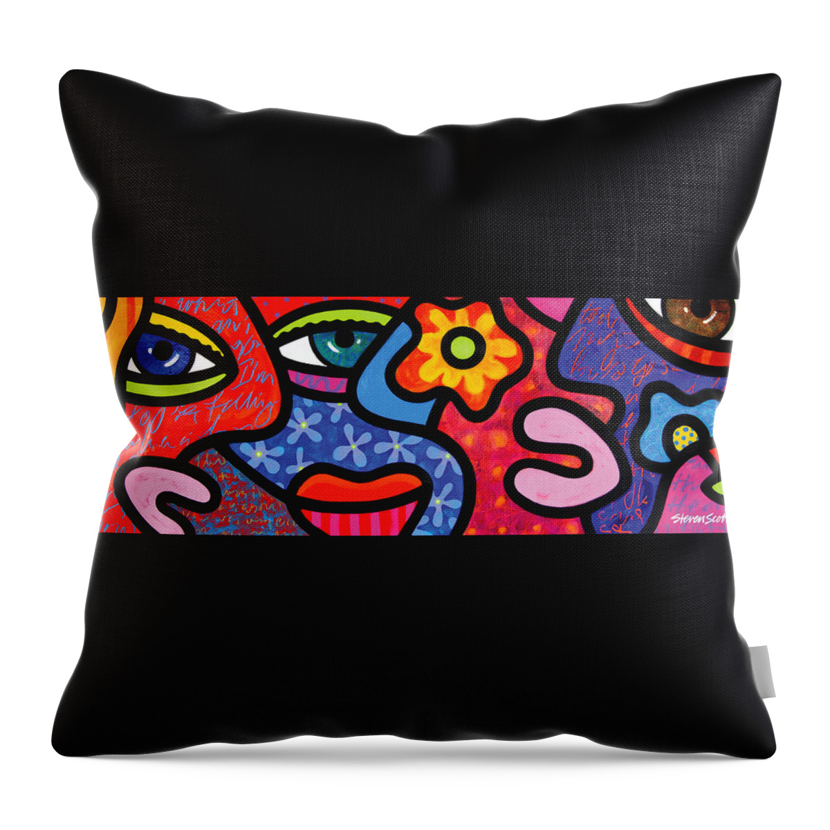 Eyes Throw Pillow featuring the painting Gossip by Steven Scott