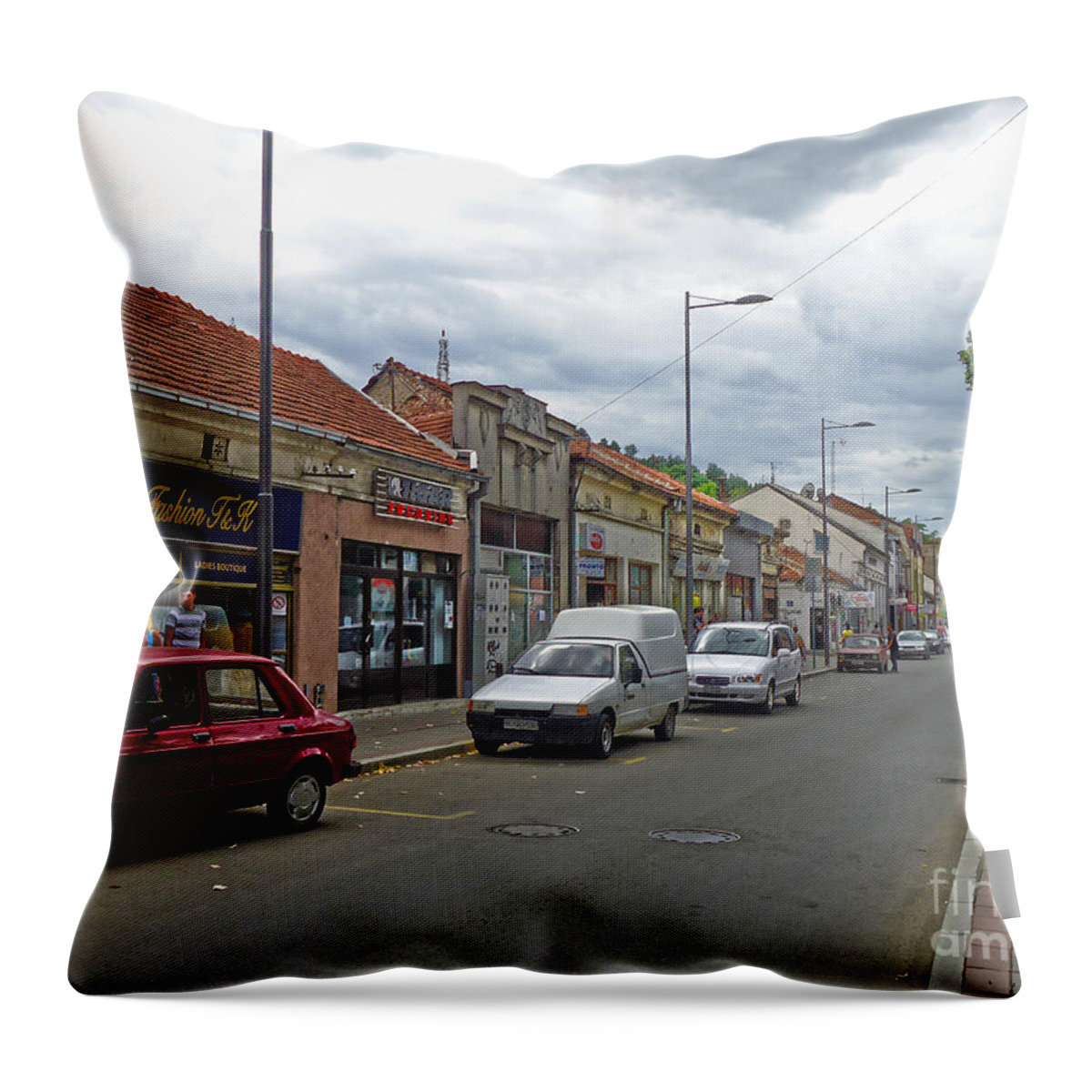 Leskovac Throw Pillow featuring the photograph Grey Street of Leskovac by Dejan Jovanovic