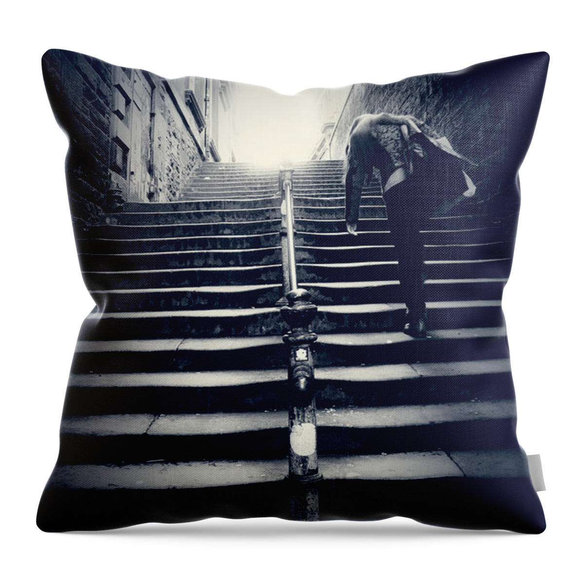Figure Throw Pillow featuring the photograph Heavy Today Blue Tomorrow by Dorit Fuhg