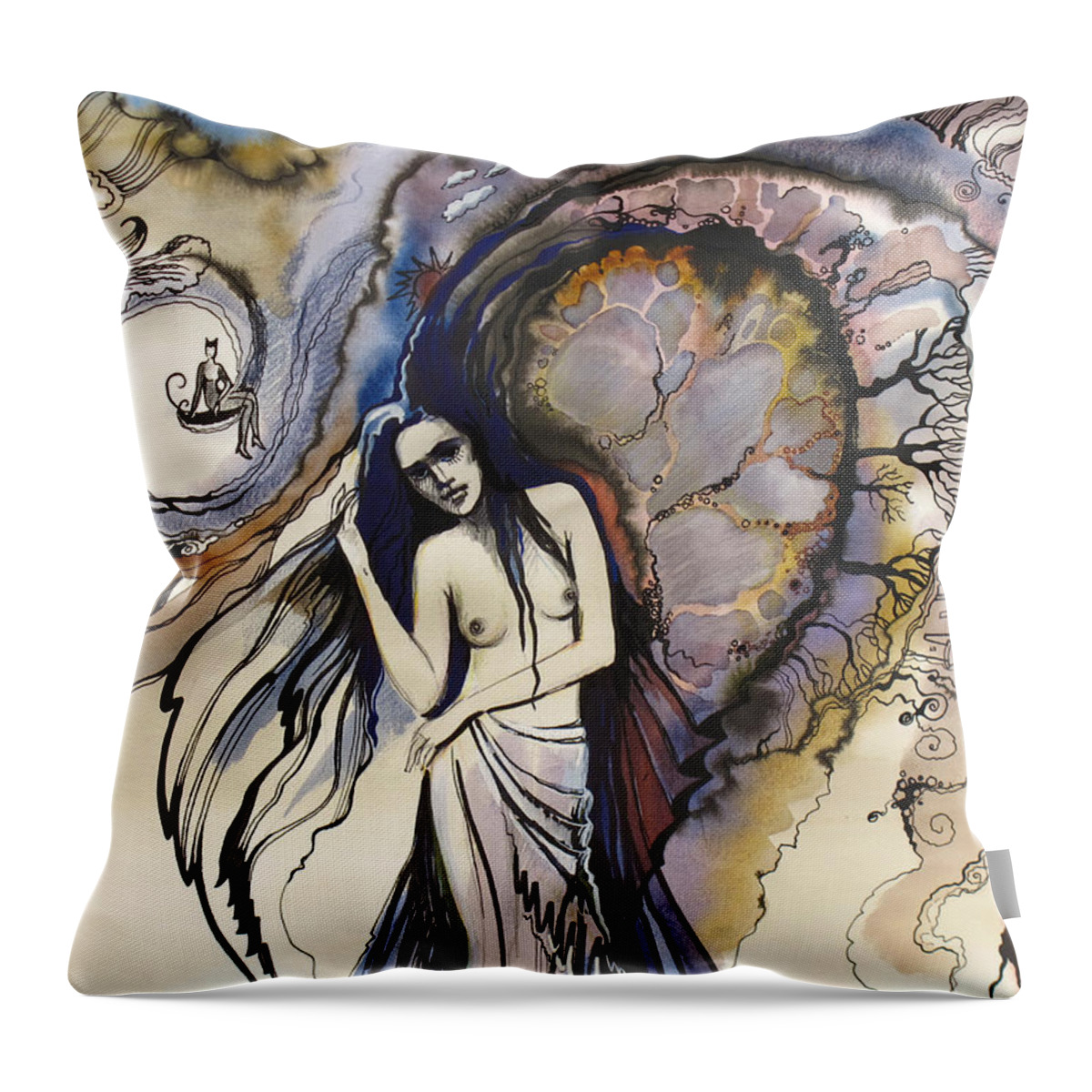 Surrealism Throw Pillow featuring the painting Humgat by Valentina Plishchina