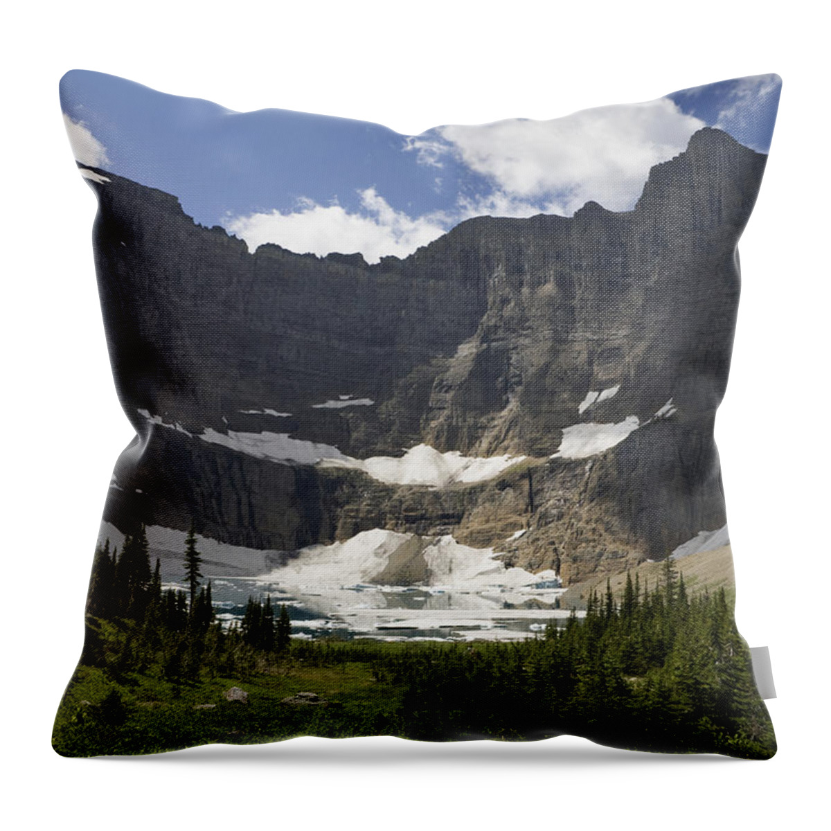 00439320 Throw Pillow featuring the photograph Iceberg Lake And Melting Many Glacier by Sebastian Kennerknecht