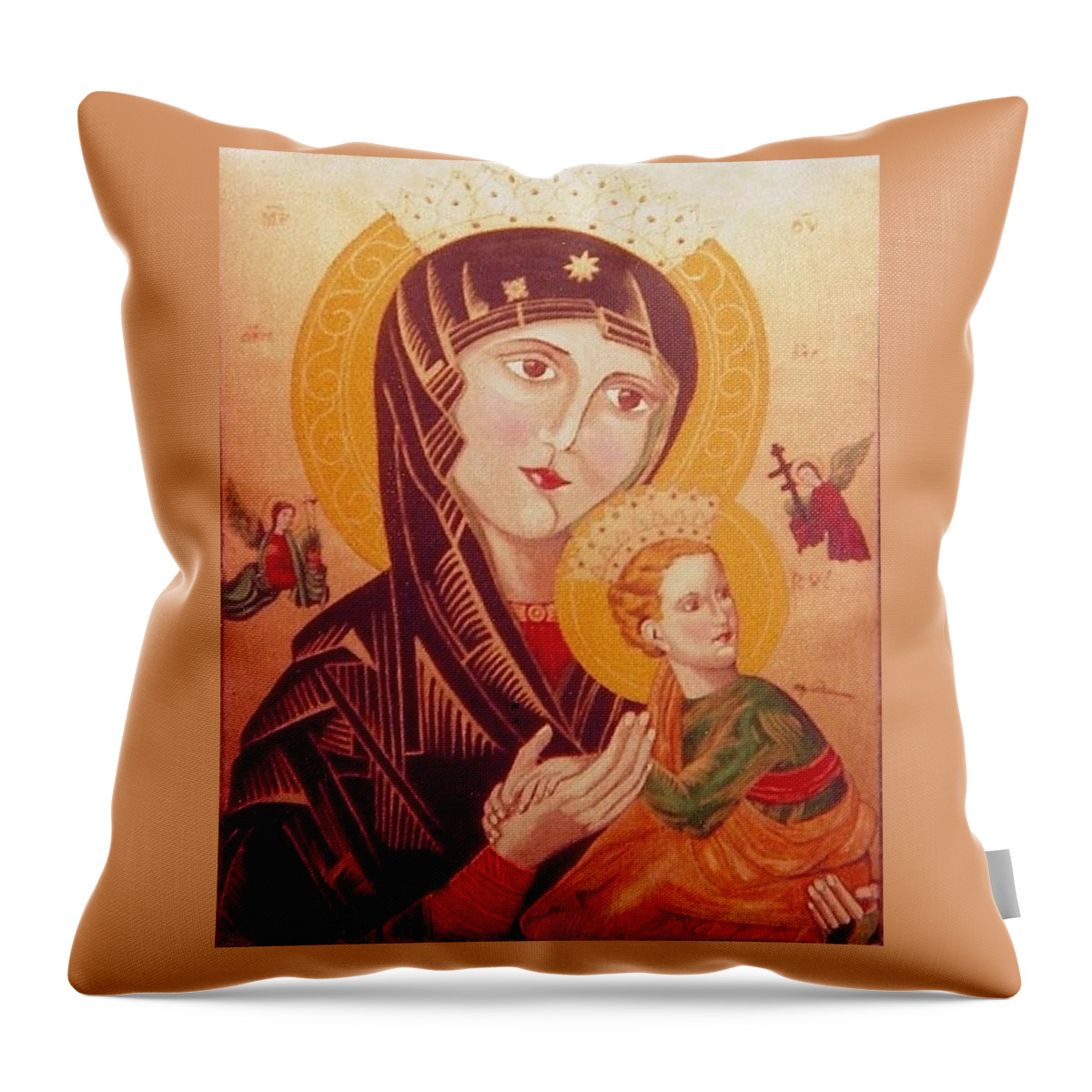 Icon Throw Pillow featuring the painting Icon by Elly Potamianos