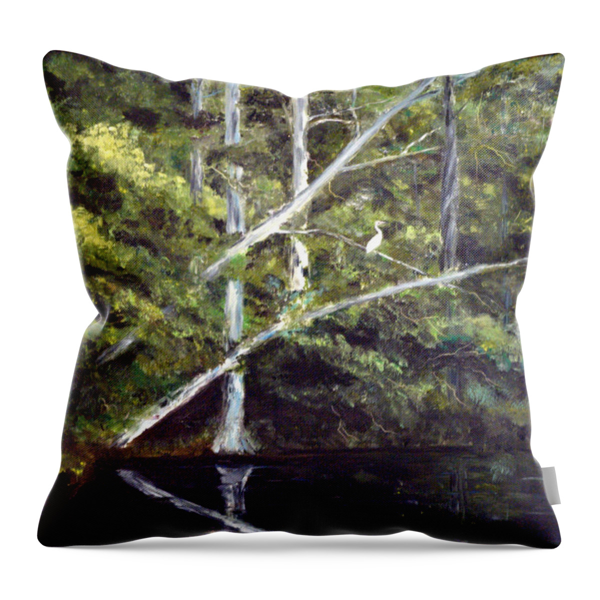 Jackson Bluff Throw Pillow featuring the painting Jackson Bluff on the Waccamaw River by Phil Burton