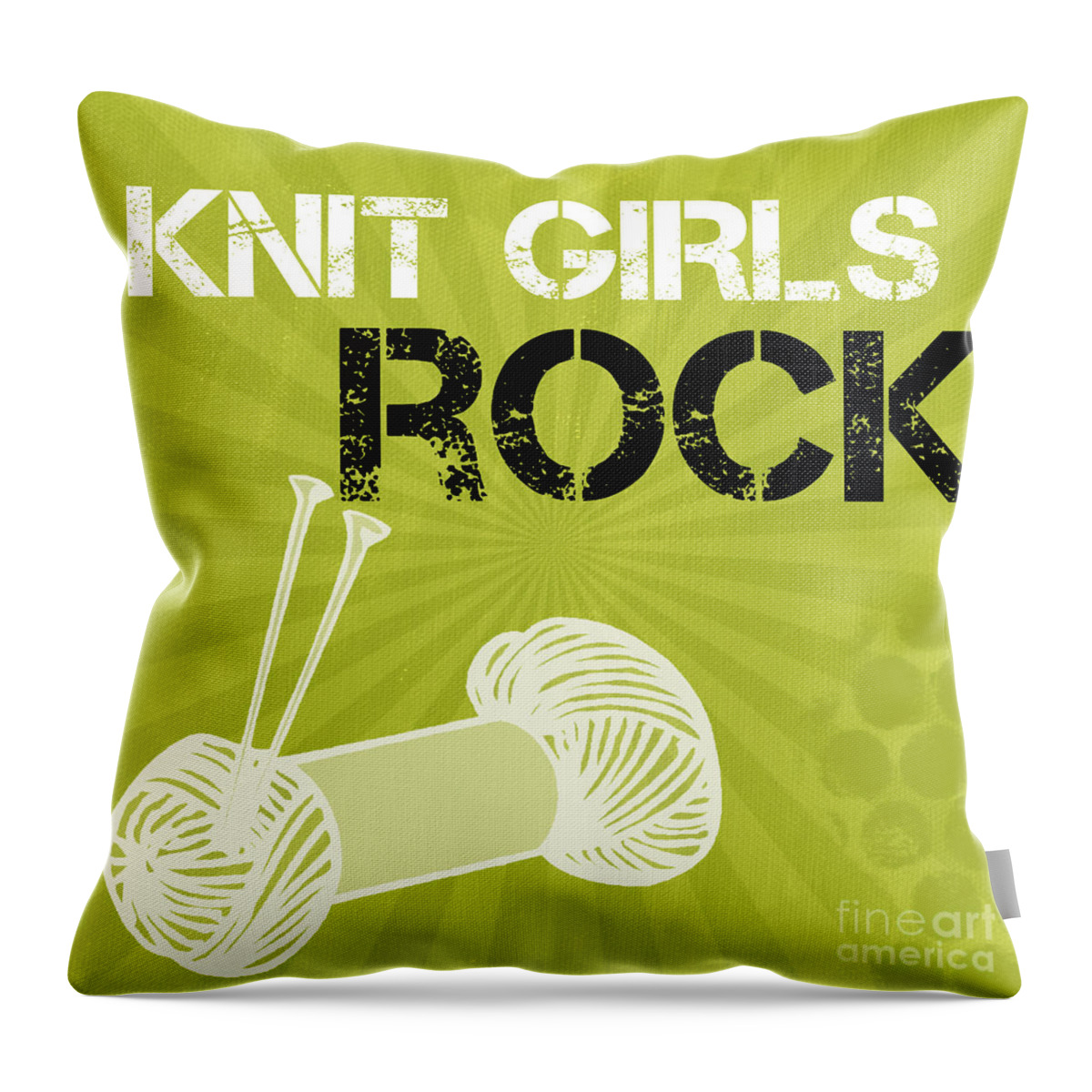Knit Throw Pillow featuring the mixed media Knit Girls Rock by Linda Woods
