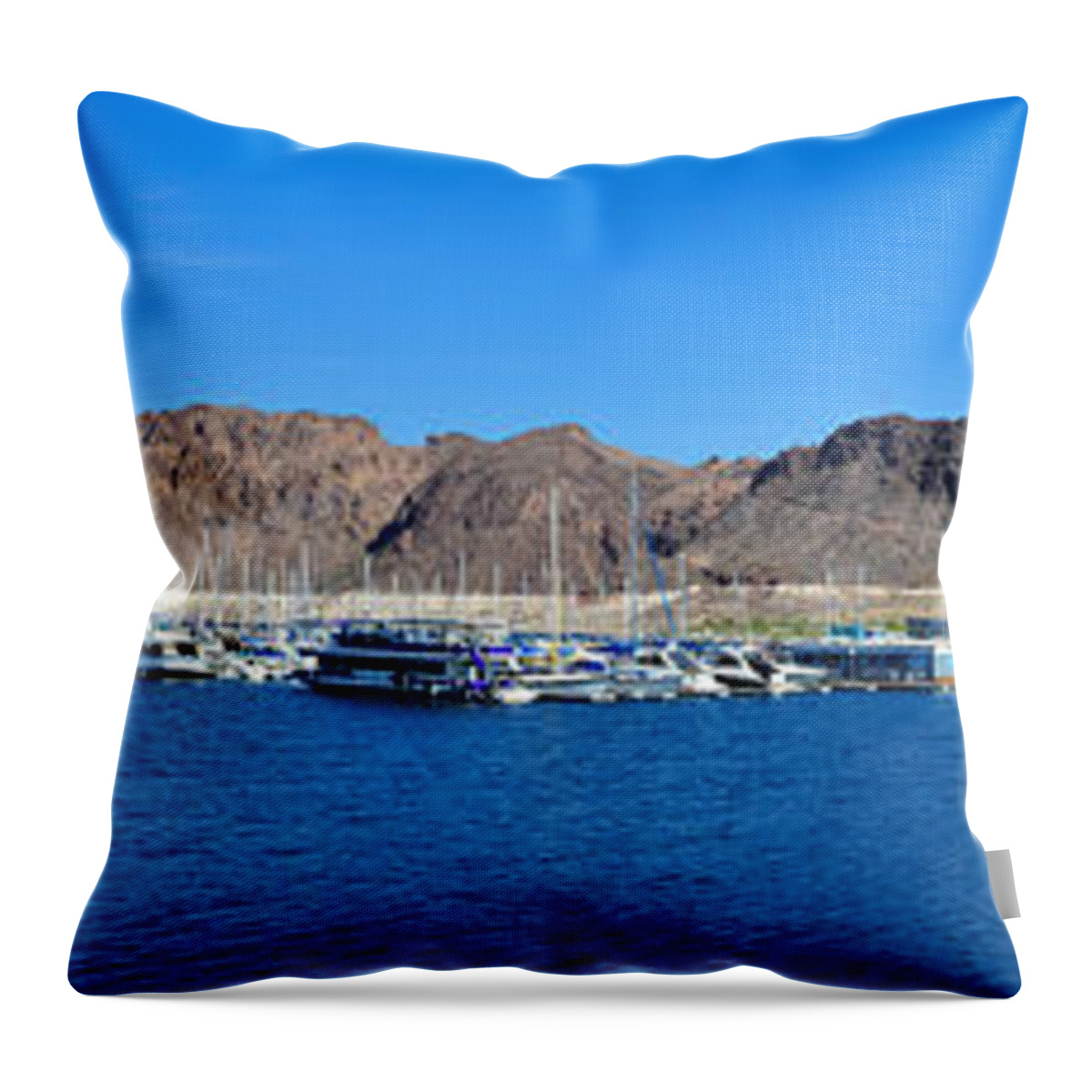 Lake Meade Throw Pillow featuring the photograph Lake Mead panorama shot by Dejan Jovanovic