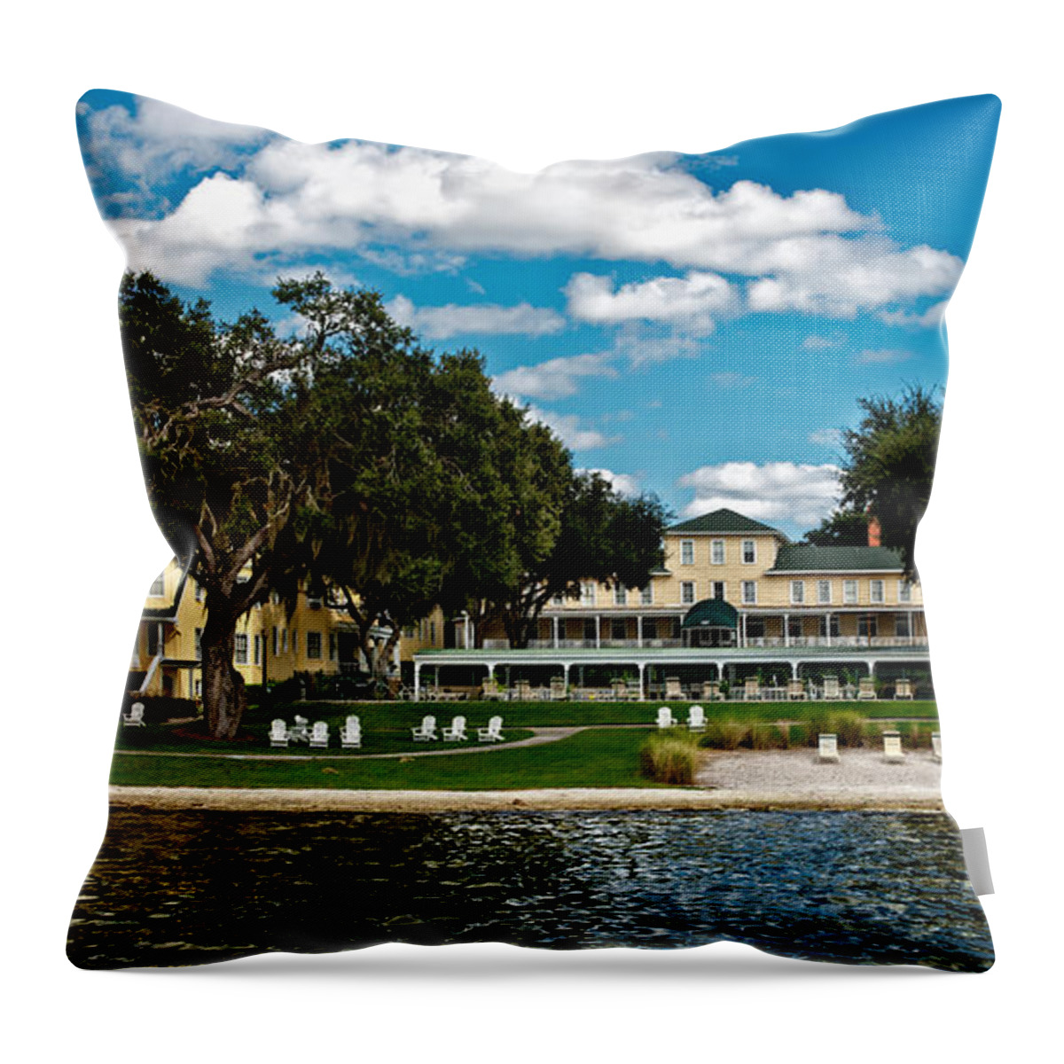 Lakeside Inn Throw Pillow featuring the photograph Lakeside Inn by Christopher Holmes