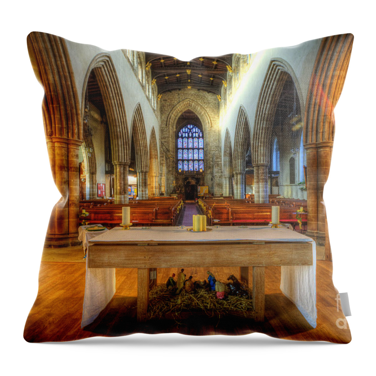 Yhun Suarez Throw Pillow featuring the photograph Loughborough Church Altar by Yhun Suarez