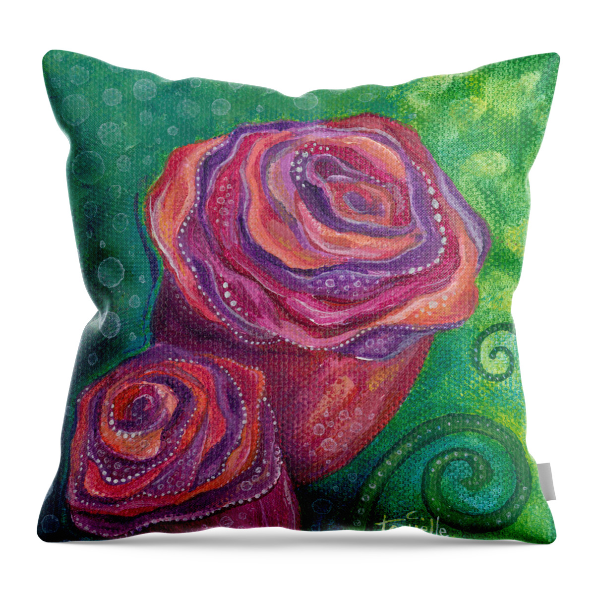 Floral Throw Pillow featuring the painting Love by Tanielle Childers