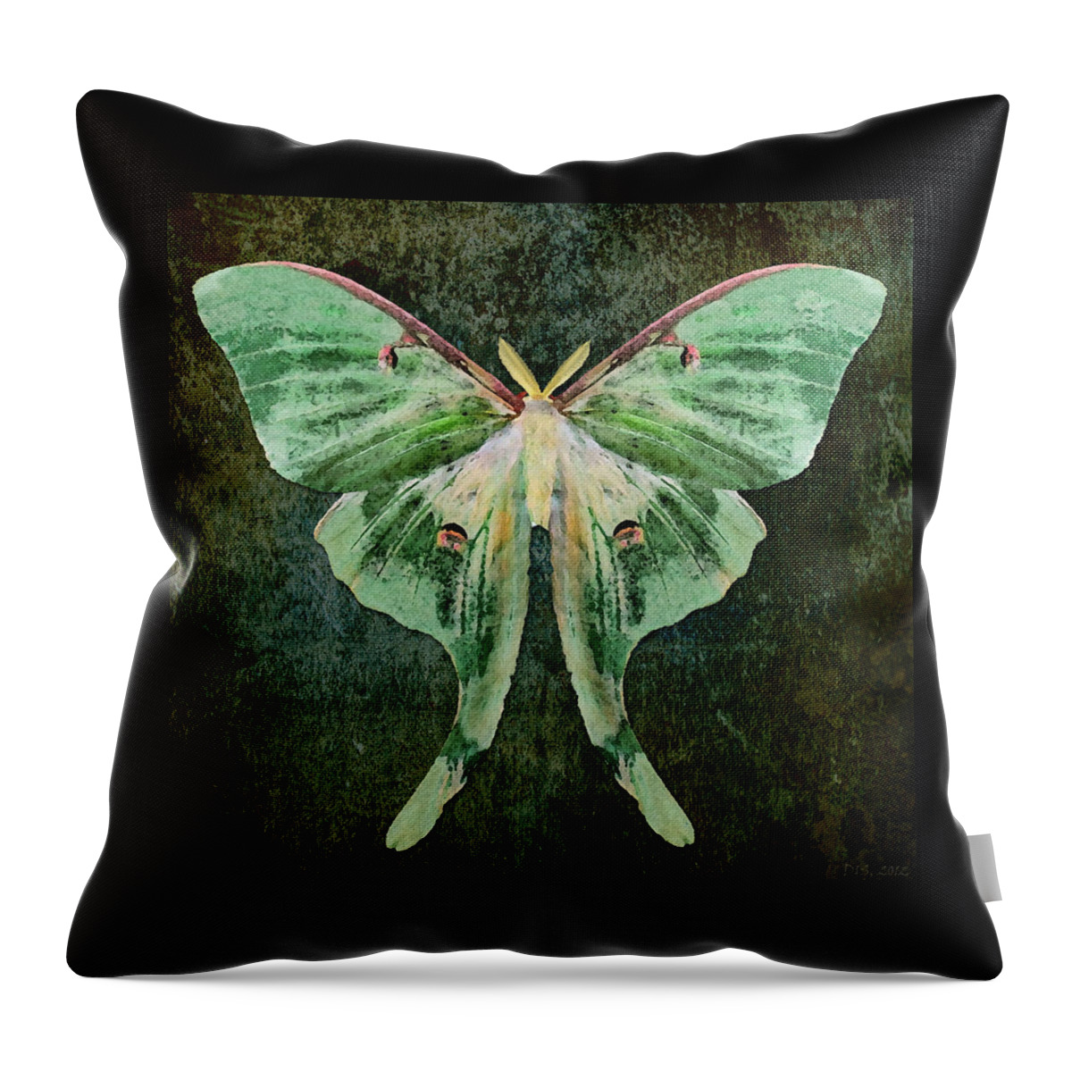 Moth Throw Pillow featuring the digital art Luna by Deborah Smith