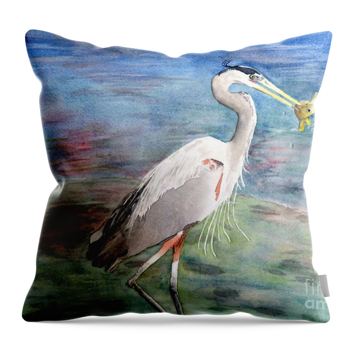 Great Throw Pillow featuring the painting Lunchtime Watercolour by Laurel Best