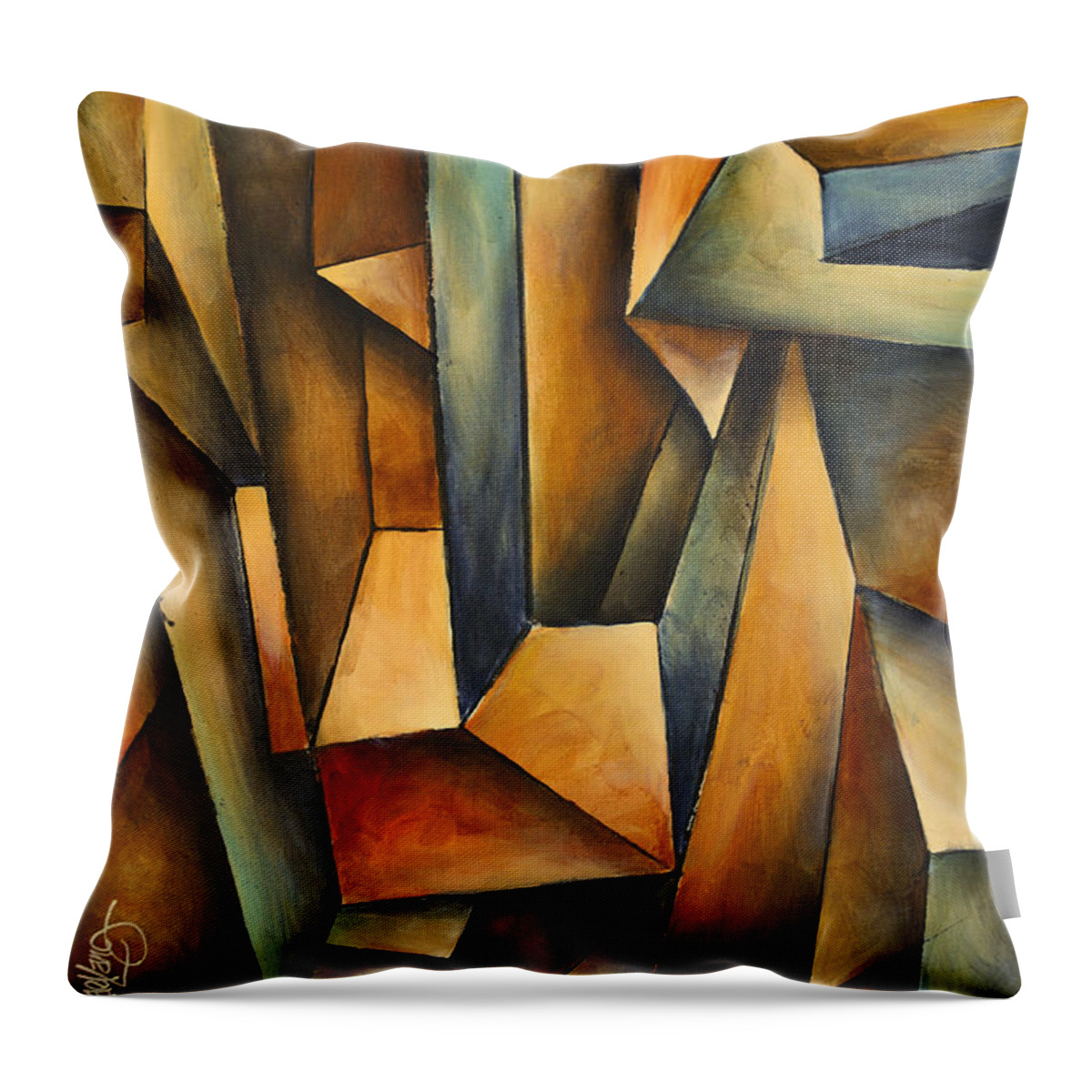 Abstract Art Throw Pillow featuring the painting 'madness' by Michael Lang