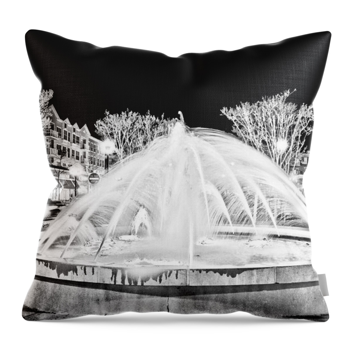 Market Common Throw Pillow featuring the photograph Market Common Fountain Infrared by Bill Barber