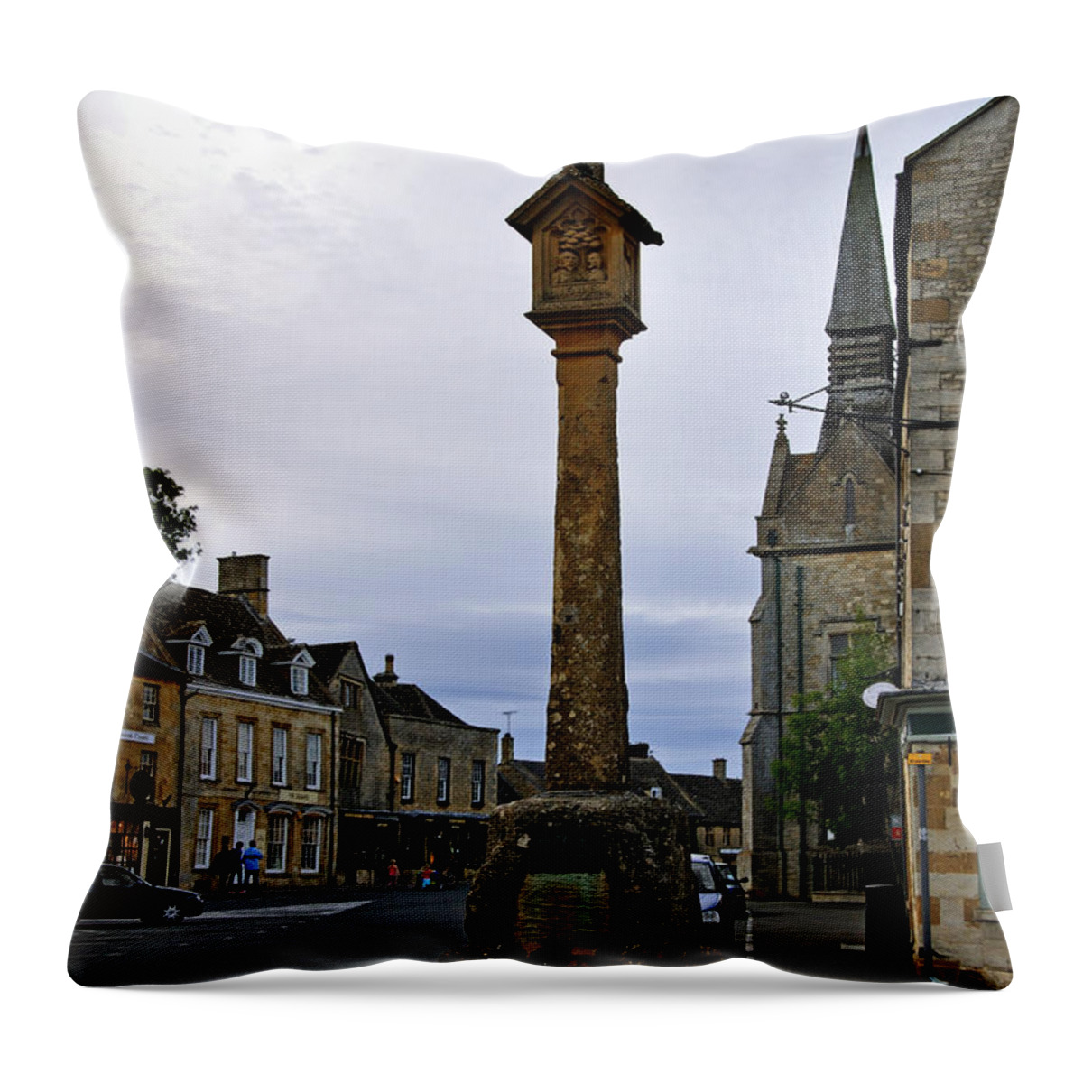 The Cotswolds Throw Pillow featuring the photograph Market Cross - Stow-on-the-Wold by Rod Johnson