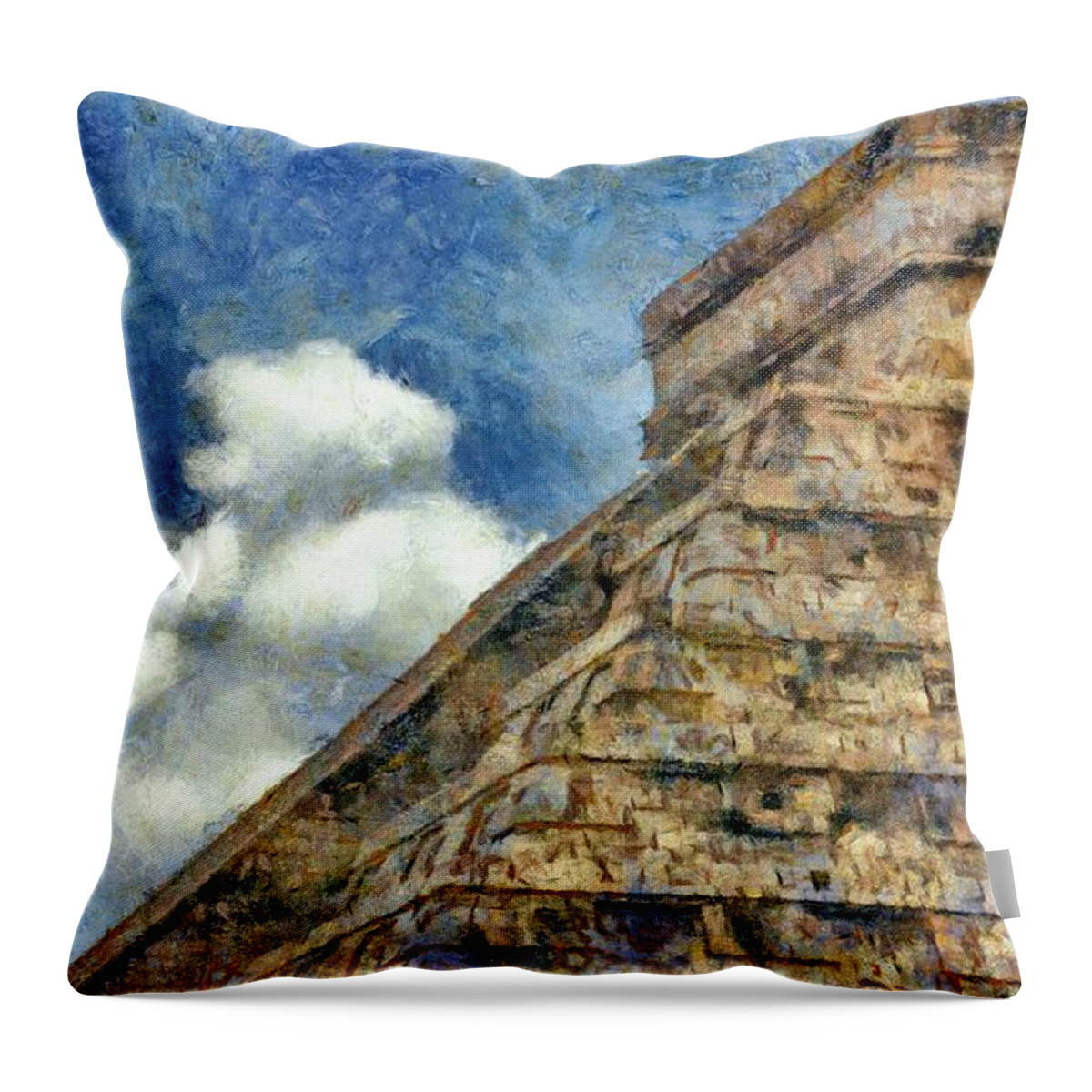 Ancient Throw Pillow featuring the painting Mayan Mysteries by Jeffrey Kolker