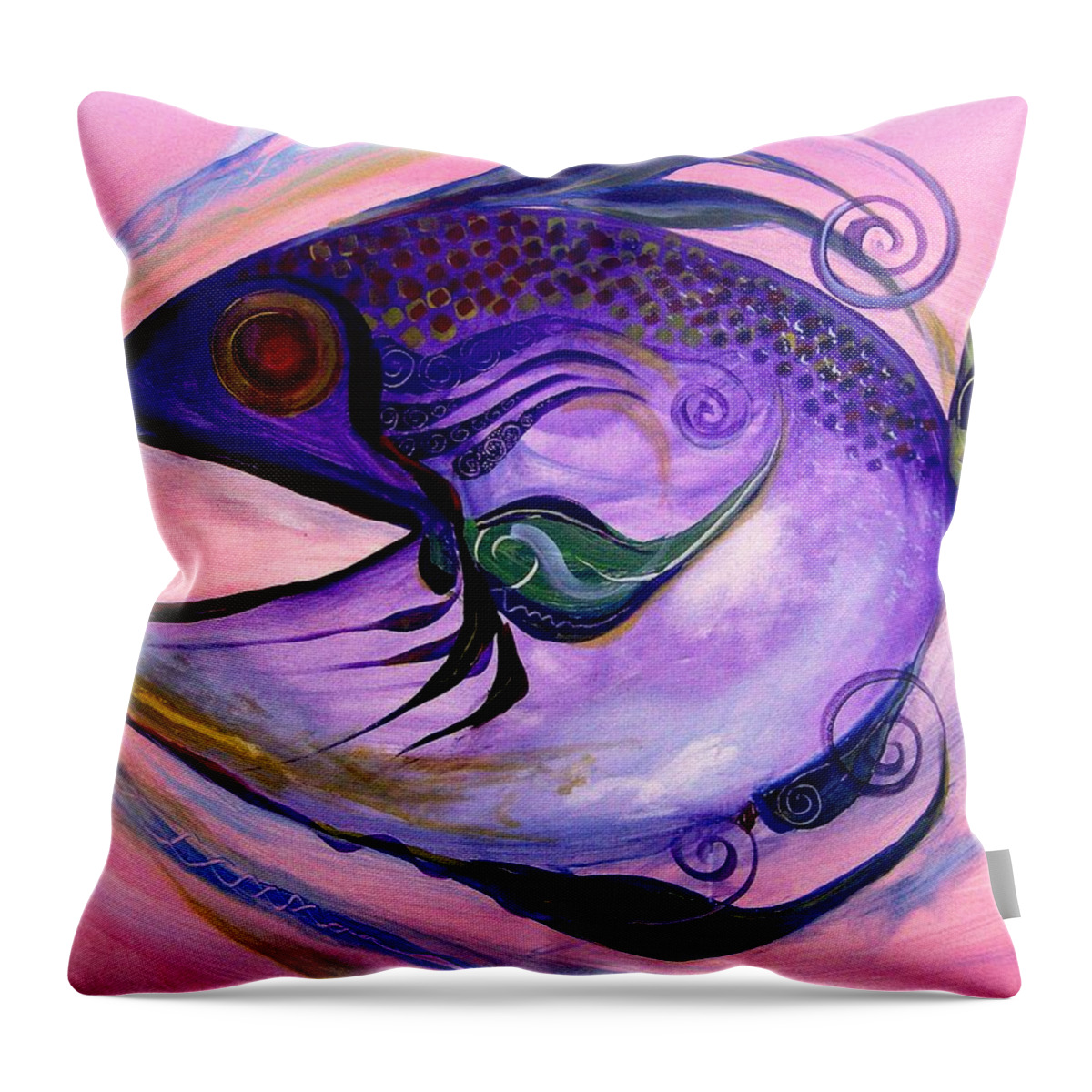 Fish Throw Pillow featuring the painting Melanie Fish One by J Vincent Scarpace