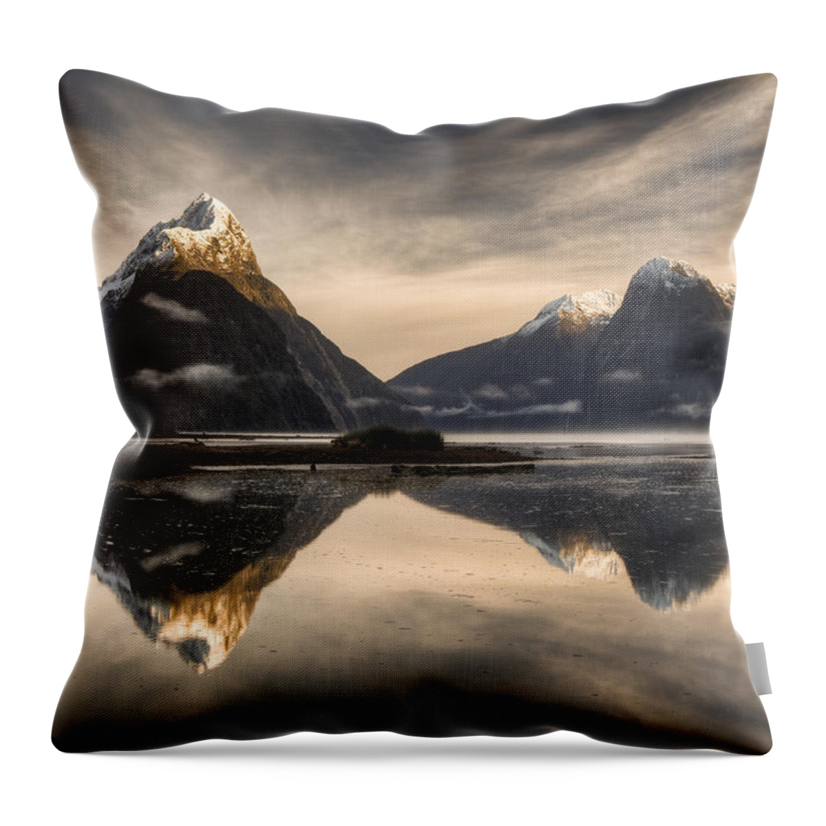 00446721 Throw Pillow featuring the photograph Mitre Peak And Milford Sound by Colin Monteath