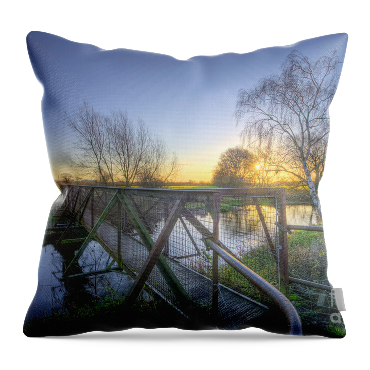 Landscape Throw Pillow featuring the photograph Narrow Iron Bridge by Yhun Suarez