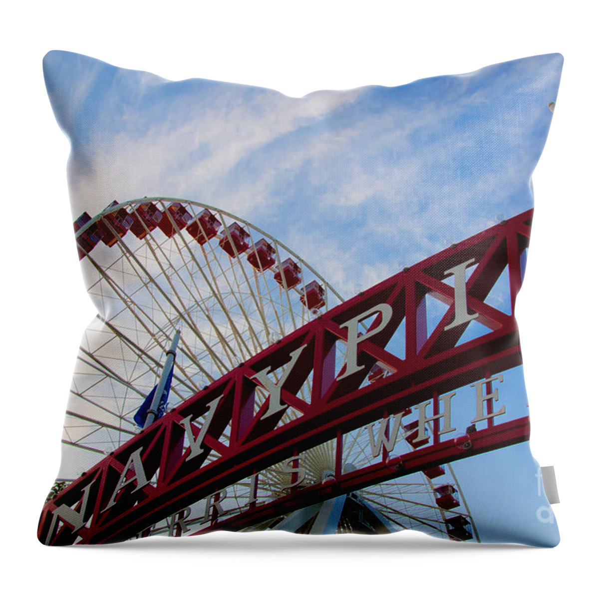 Navy Pier Throw Pillow featuring the photograph Navy Pier by Dejan Jovanovic