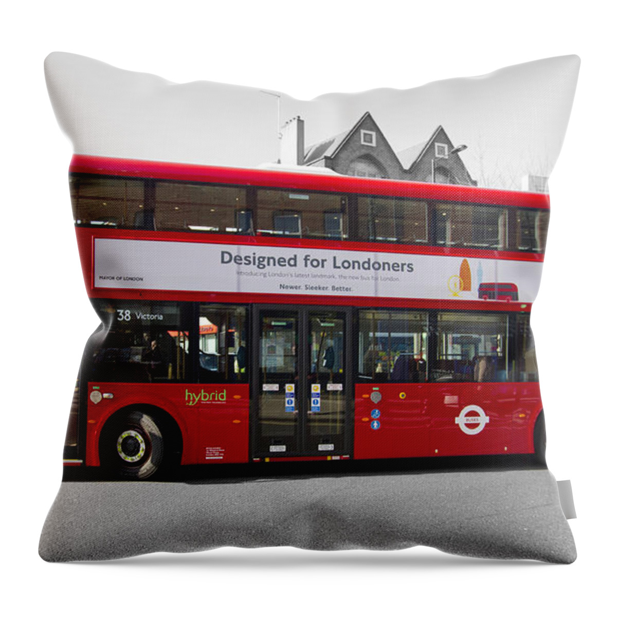 New London Red Bus Throw Pillow