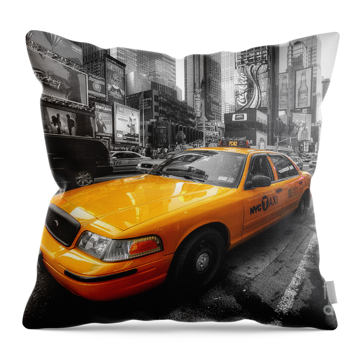 Art Throw Pillow featuring the photograph NYC Yellow Cab by Yhun Suarez