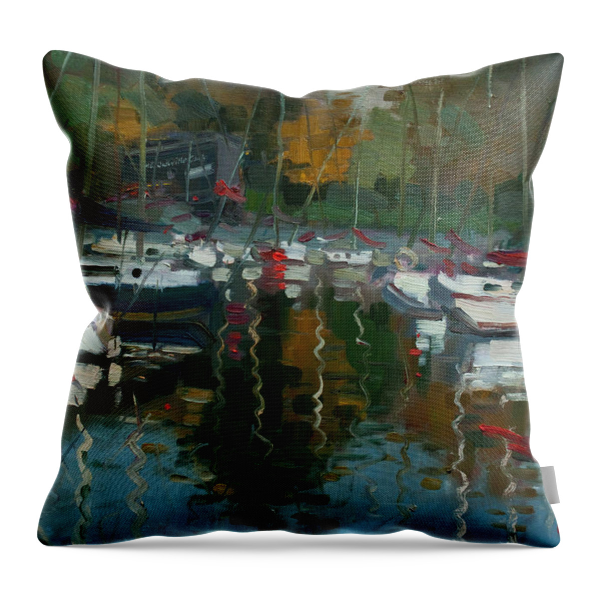 Oakville Throw Pillow featuring the painting Oakville Harbour ON by Ylli Haruni