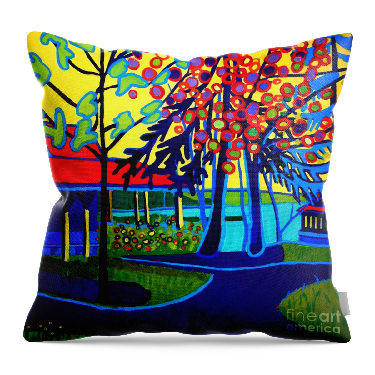 Spring Throw Pillow featuring the painting Sunrise at Tucks Point by Debra Bretton Robinson
