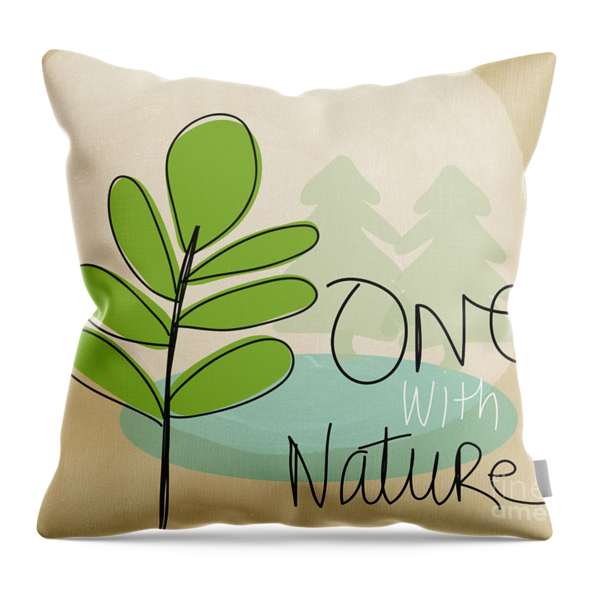 Tree Throw Pillow featuring the painting One With Nature by Linda Woods