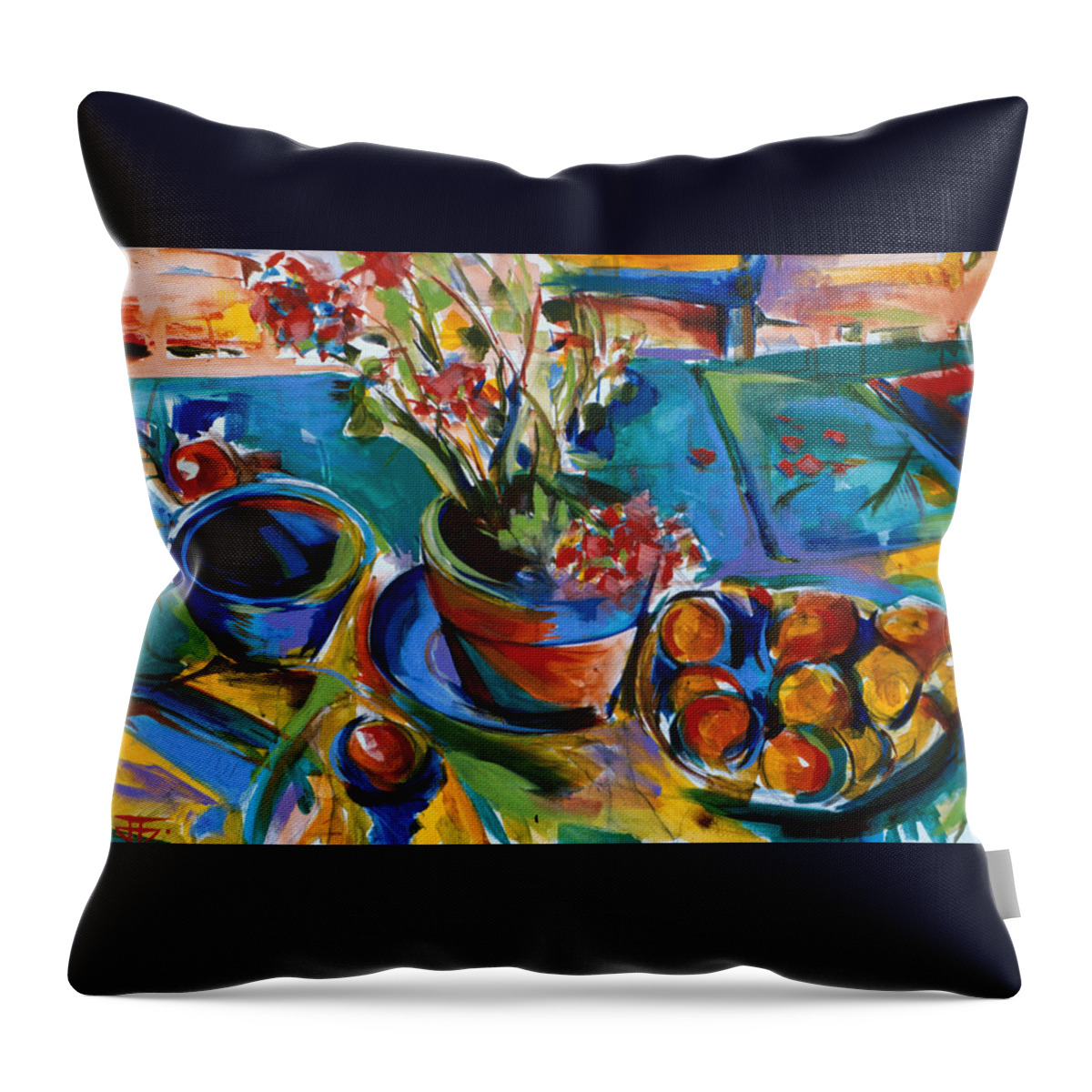 Oranges Throw Pillow featuring the painting Oranges by John Gholson
