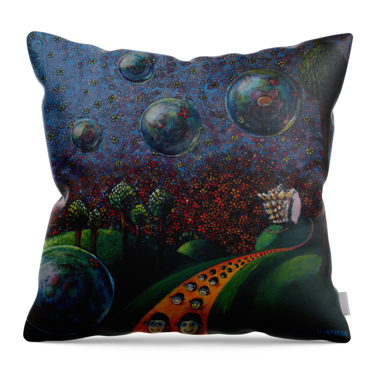 Flowers Throw Pillow featuring the painting Out of Her Shell by Mindy Huntress