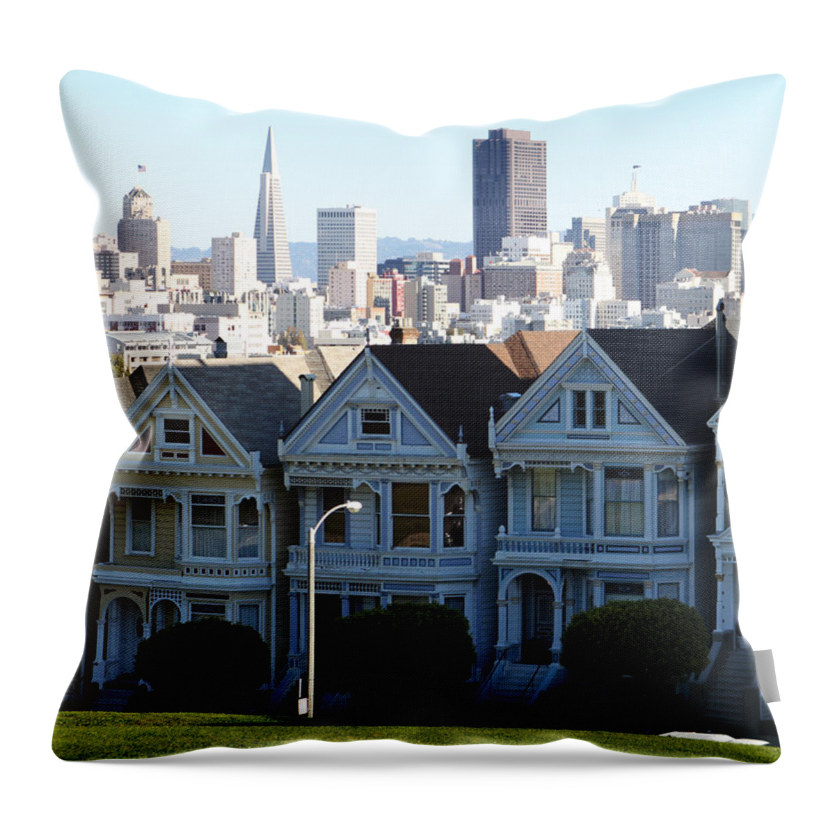San Francisco Throw Pillow featuring the photograph Painted Ladies by Linda Woods