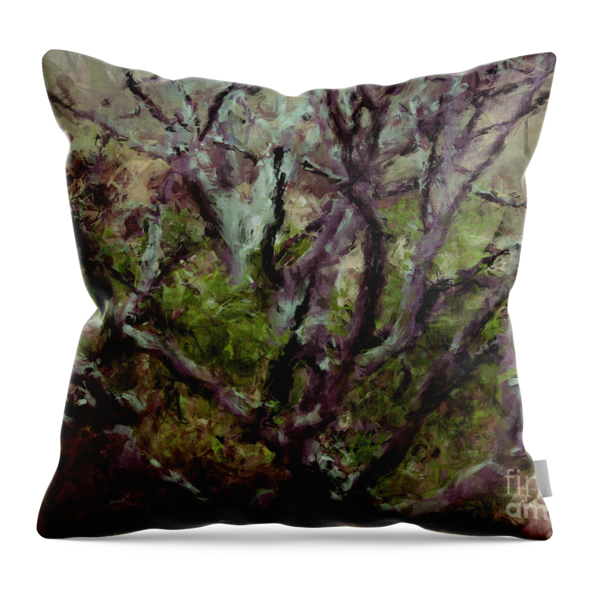 Tree Throw Pillow featuring the painting Painted Tree by Julie Lueders 