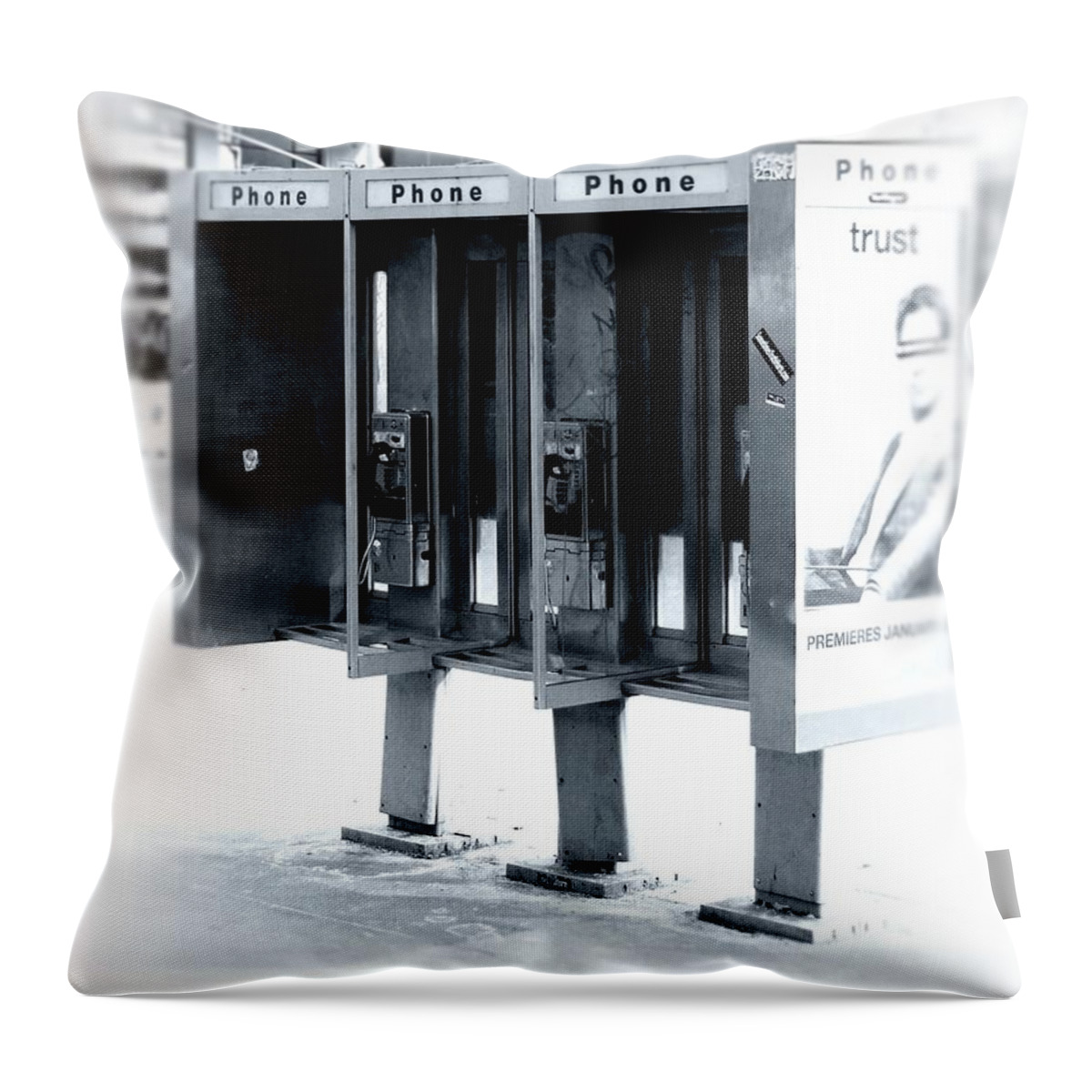 New York City Throw Pillow featuring the photograph Pay Phones - Still in NYC by Angie Tirado