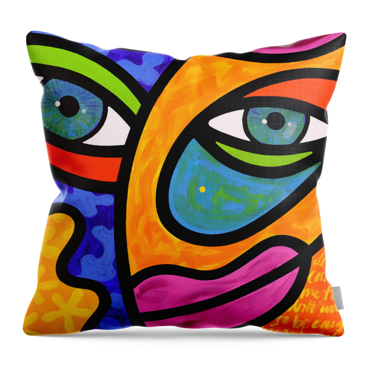 Eyes Throw Pillow featuring the painting Penelope Peeples by Steven Scott