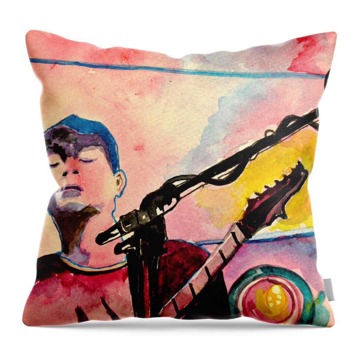 Umphrey's Mcgee Throw Pillow featuring the drawing Pink yUm by Patricia Arroyo