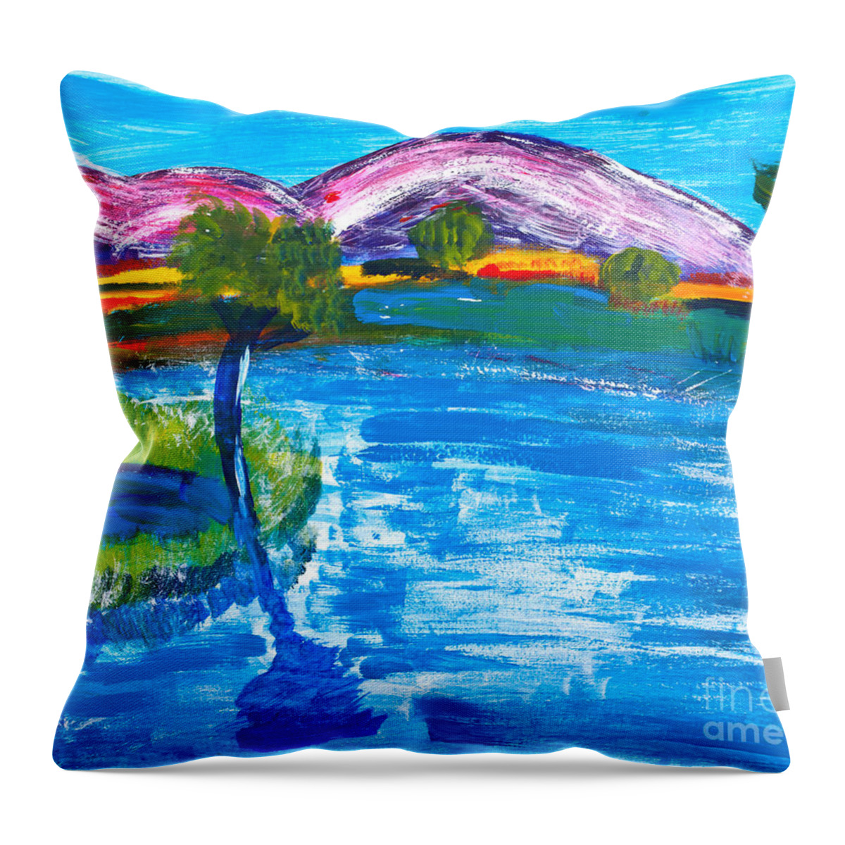 Art Throw Pillow featuring the painting Portuguese hills by Simon Bratt