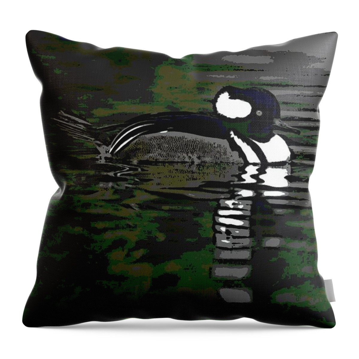 Hooded Merganser Throw Pillow featuring the photograph Rippled by George Pedro