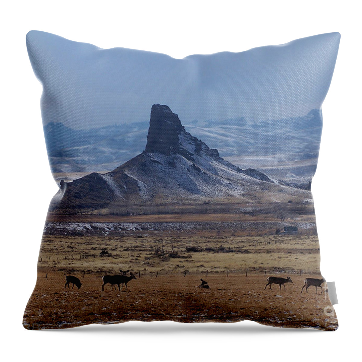 Deer Throw Pillow featuring the photograph Sentinels by Dorrene BrownButterfield