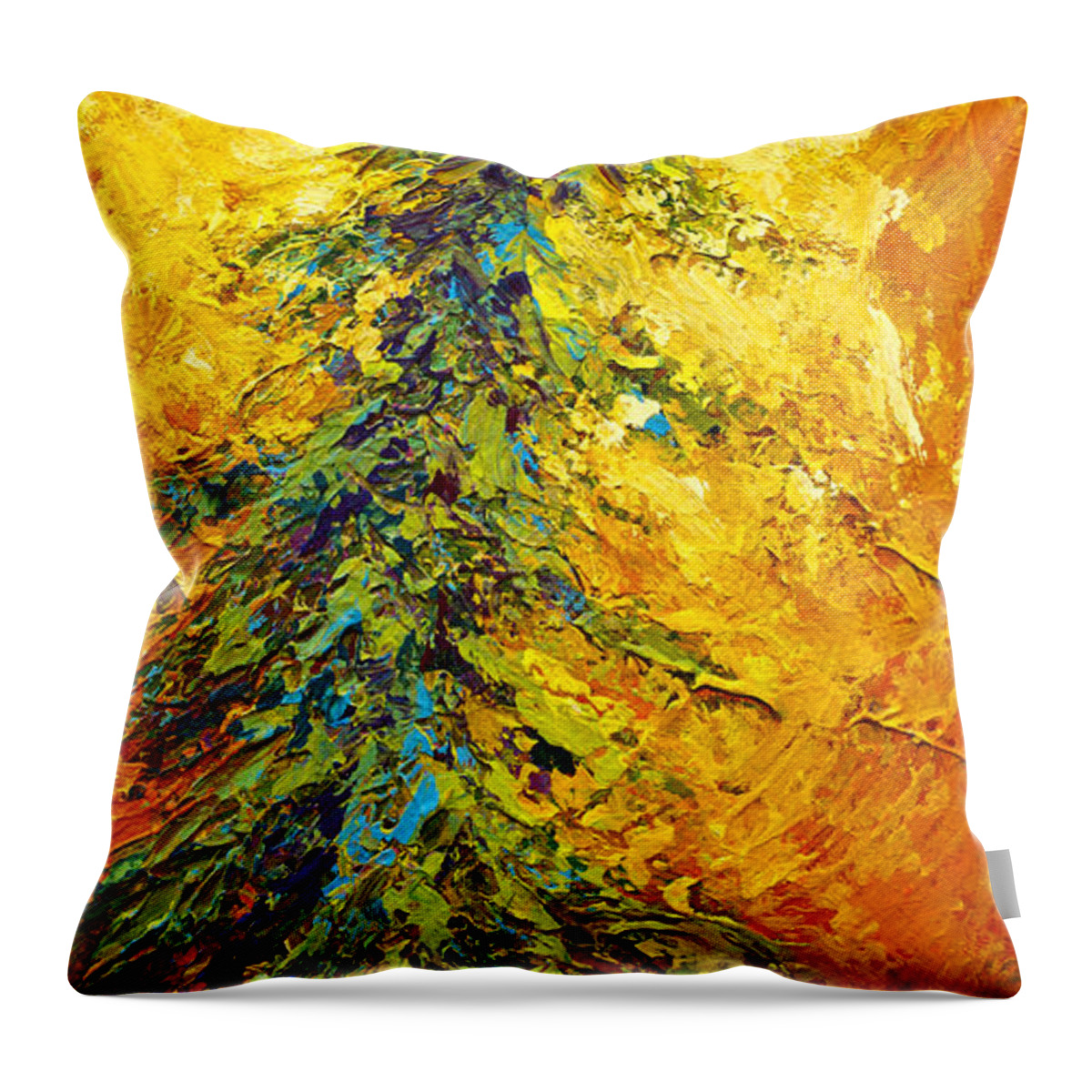 Evergreen Throw Pillow featuring the painting Shoreline Spirit II by Marion Rose