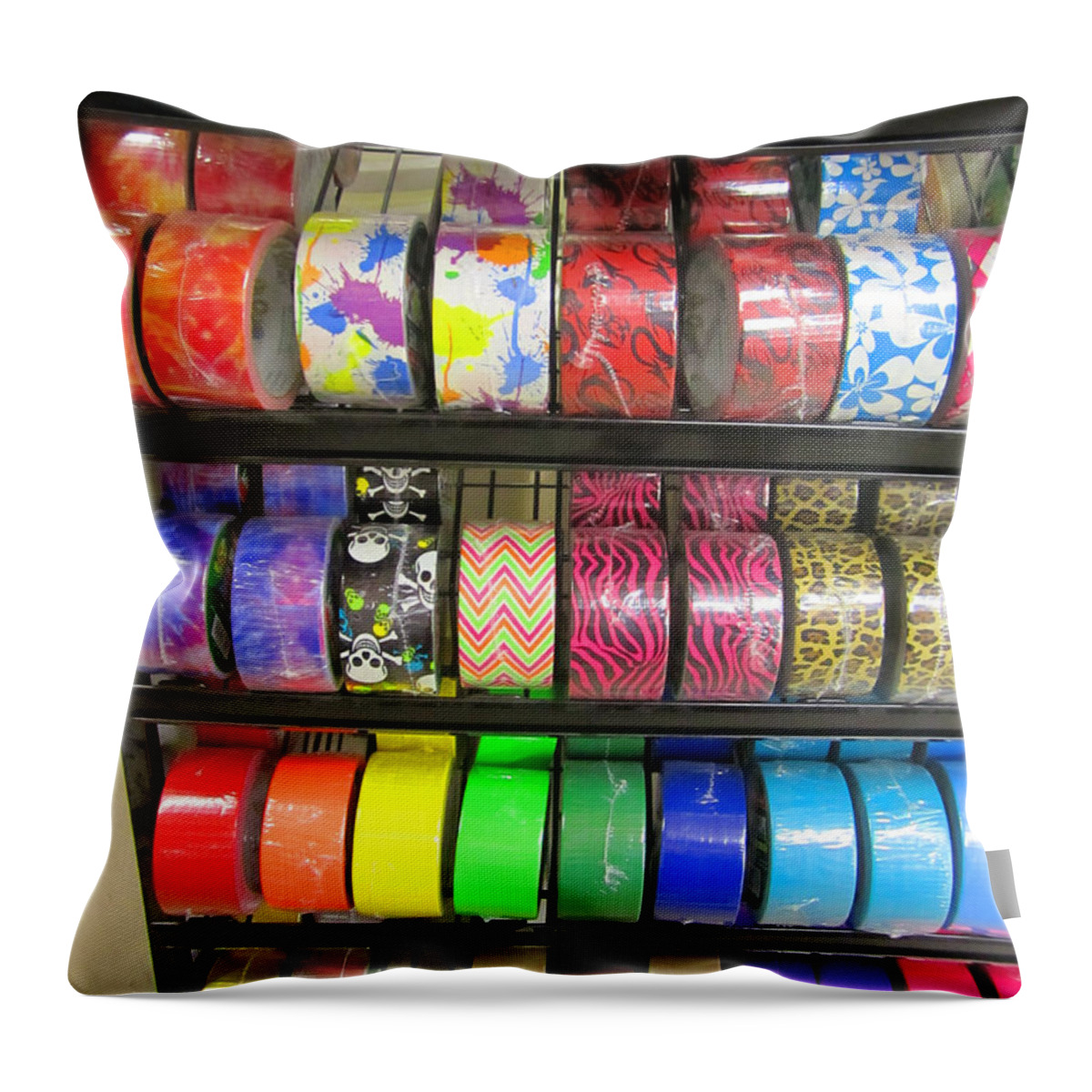 So Many Colors of Duct Tape Throw Pillow by Kym Backland - Fine