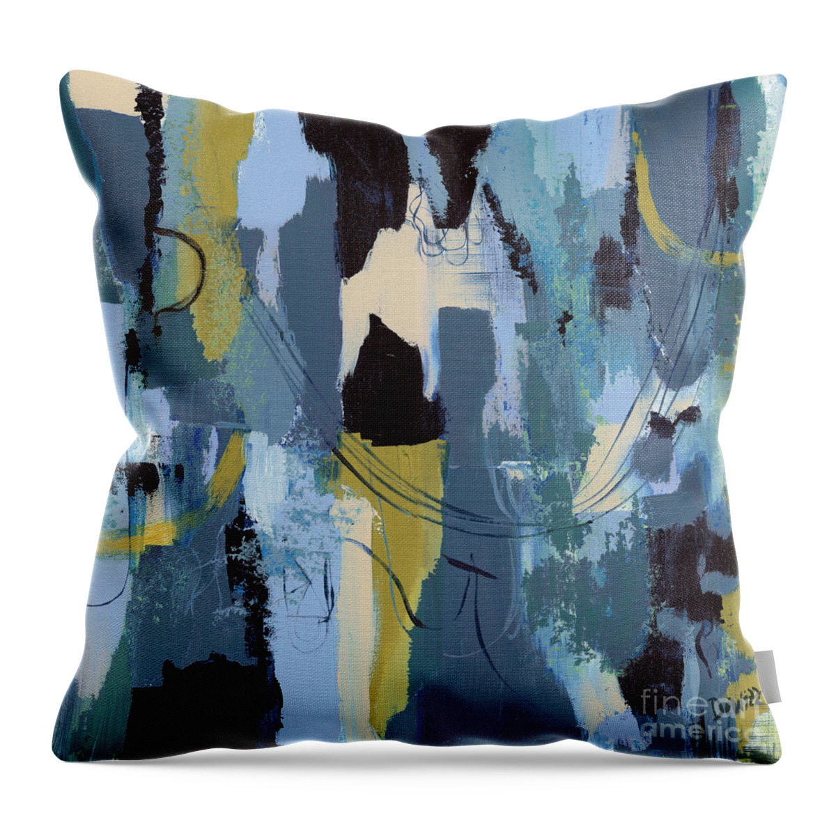 Abstract Throw Pillow featuring the painting Spa Abstract 1 by Debbie DeWitt